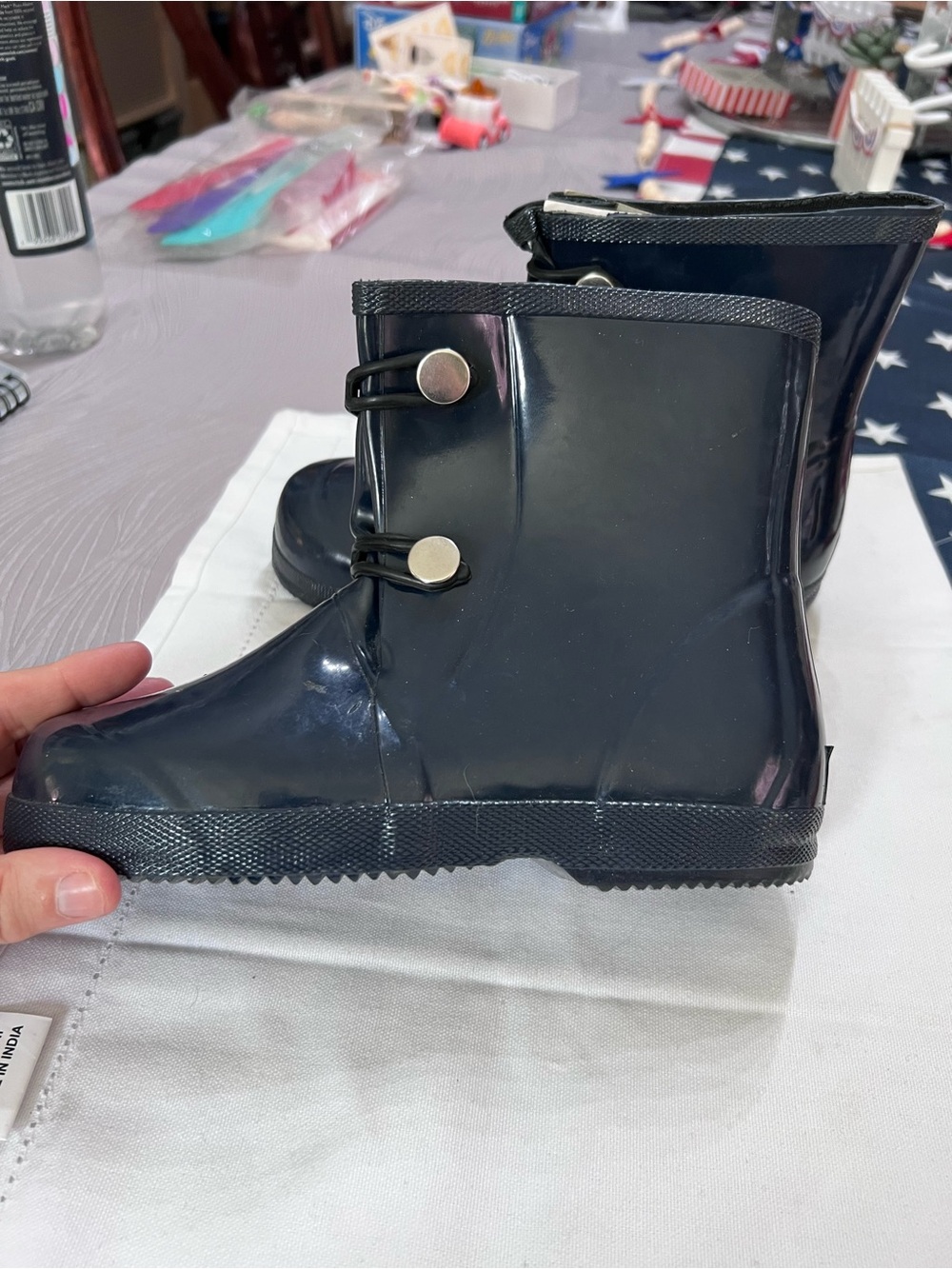 SkeDoo Kids Rain Boots Size 13 Black Waterproof Rubber Buckle Accent New